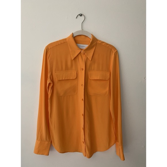 Equipment Tops - Equipment Blouse 100% Silk Bright Orange XS Quiet Luxury Old Money Elevated